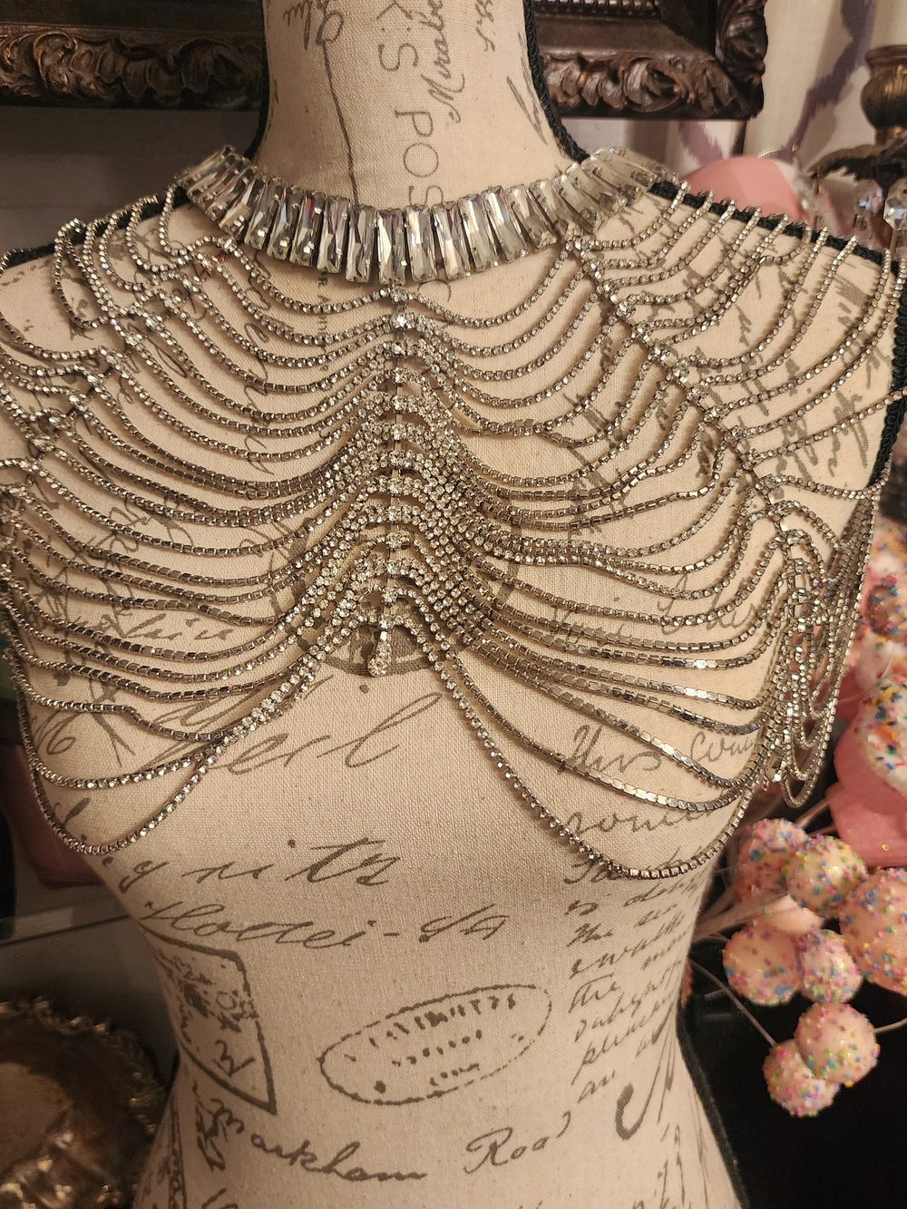 Shpulder Body Crystal Silver Statement Body Necklace - Women Jewelry - Picture 4 of 4